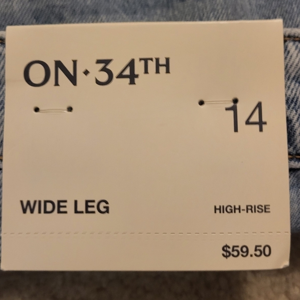 On 34th Core Wide Leg High Rise Light Wash Jeans Size 14 New! - Picture 6 of 10